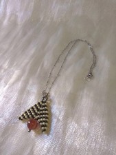 Collana Charm Ciondolo triangolale Artigianale Pietra Corniola Rossa Etnico