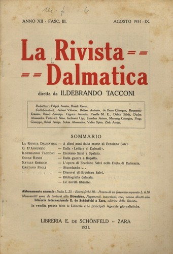 Rivista dalmatica - rivista,