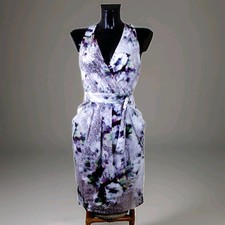 PAUL SMITH Woman Dress Multi Cross Decoltè BLACK LABEL Floral Print Pockets 38/S