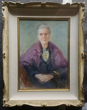 Quadro Gino Moro Milano, arte del XX secolo ritratto di donna anziana in cornice