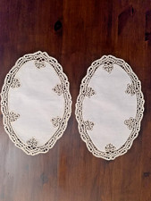 Lotto di 2 centrini vintage realizzati a mano - avorio - dimensioni 32x21 cm