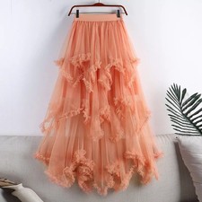 Gonna tulle arancione lunga - gonna,