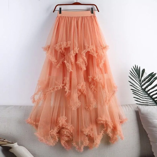 Gonna tulle arancione lunga - gonna,