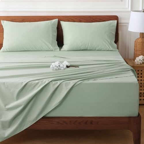 Lenzuolo queen sage green - green, deep