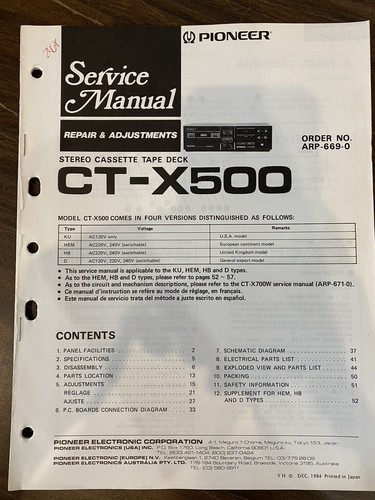 Pioneer x500 ctx500 tape - pioneer,