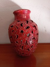 Anfora Traforata Rossa, Applique Murale in Terracotta Orientale Marocco