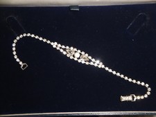 Bracciale tennis vintage '80 placcato Argento cristalli swarovski trasparenti  