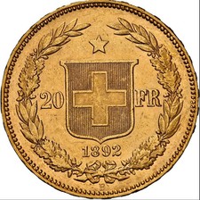 20 franchi 1892 B Svizzera NGC