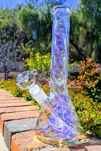 Rainbow twist glass bong - 12",