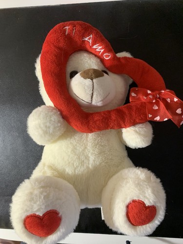 Orsetto peluche bianco cuore