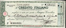 Assegno d'epoca del CREDITO