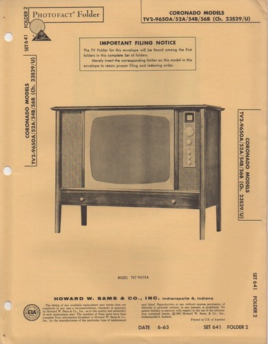 1963 coronado tv2 9650a - coronado, tv2-9650a