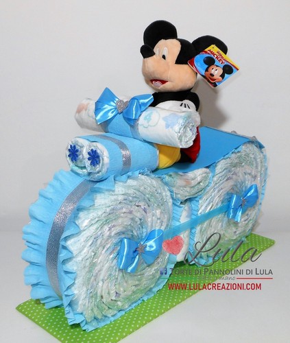 Torta pannolini moto peluche - pannolini,