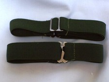 2 PAIA ELASTICI REGOLABILI VERDI PER STRINGERE PANTALONI VIGILANZA ESERCITO GPG 