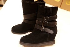 Ash Black Suede Buckle Boots