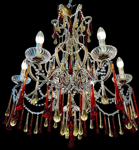 Antico lampadario rosso - antico,