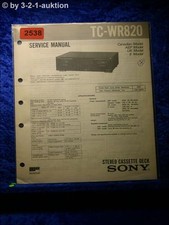 Sony Service Manual TC WR820 Cassette Deck  (#2538)