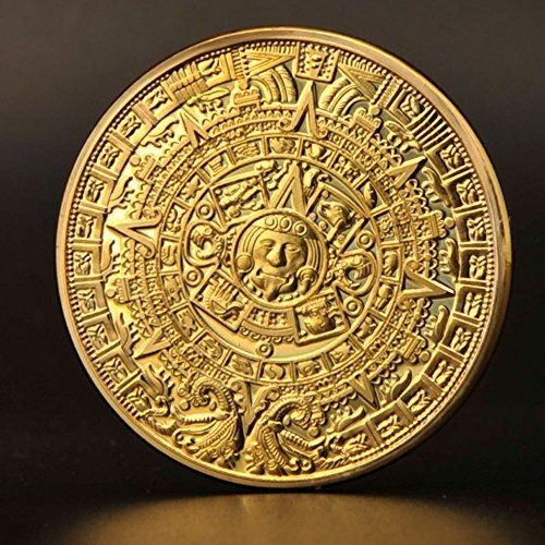 Moneta oro disco solare azteco - moneta,
