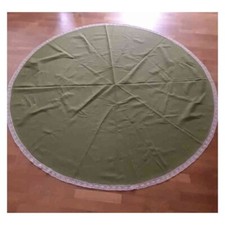 Tovaglia misto lino con bordo uncinetto diametro 160