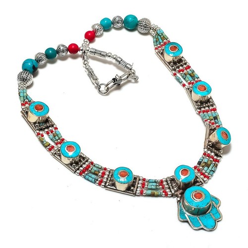 Collana turchese corallo rosso