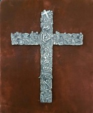 Vecchio Grande Croce Crocifisso  Sterling argento 925 peso 450  Via Crucis Firma