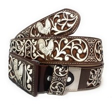 CINTURA UOMO GALLO WESTERN PELLE COWBOY RODEO. CINTO VAQUERO CHARRO CON GALLO