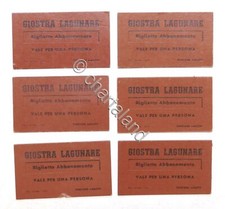 Lotto 6 biglietti d'epoca - Giostra Lagunare - Turconi Amleto - Asti