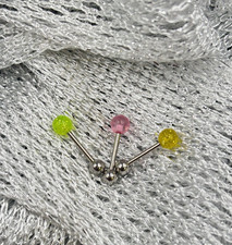 Piercing Acciaio Chirurgico per la lingua con palline colorate