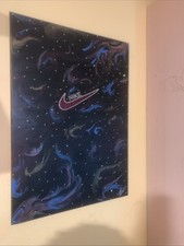 DIPINTO A MANO CON BRILLANTINI ACRILICO SU TELA CM 70x50 STREET ART NIKE ASTRACT