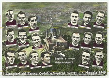 cartolina Campioni del Torino Caduti a Superga il 4 Maggio 1949 formato gigante