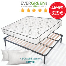 Materasso Matrimoniale ALOE Antiacaro Rete a Doghe e Cuscini MemoryFoam OFFERTA!