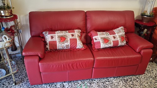 Divano posti pelle - 2, rossa