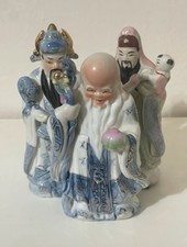 Tre Saggi Scultura Cinese Porcellana Antica 