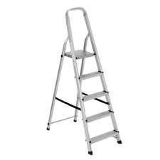 Scala 5 Gradini in Alluminio Robusta Scalini Max 150kg Richiudibile Lavori Casa