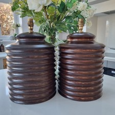 Coppia di basi per lampada da tavolo INDIA JANE | Design grande legno truccato | scanalato a coste C