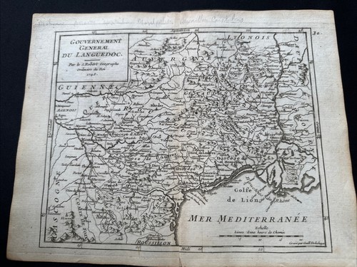1748 linguadoca francia mappa - linguadoca,