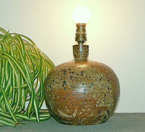 Ancien pied lampe grès - ancien, en