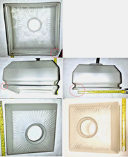 ANTICO  PARALUME QUADRATO IN VETRO SATINATO ORIGINALE PER LAMPADARIO anni 30