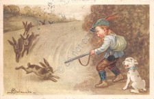 Postcard Child Hunter Rifle