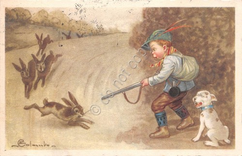 Cartolina bambino cacciatore - cartolina,