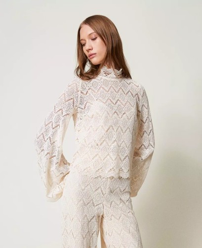 Blusa pizzo macramè - blusa,