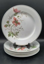 6 Piatti piani in porcellana Società Ceramica Richard decoro fiori e boccioli