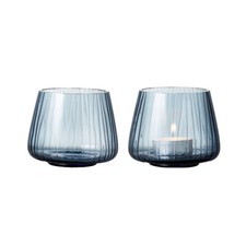 Set Di 2 Portacandele In Vetro Blu Bitz Kusintha