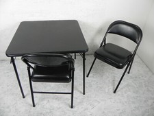 Tavolo Vintage con Coppia 2 sedie MECO FOLDING Nero Pieghevole Piccolo Tavolino