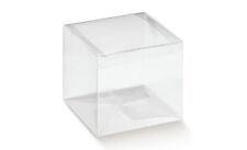 10 SCATOLE TRASPARENTE FONDO PER BOMBONIERE FAI DA TE 5X5X5CM NASCITA BATTESIMO
