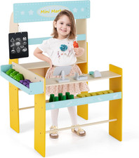 Bancarella in Legno per Bambini, Banco Spesa Finta, Negozio/Supermercato in Legn