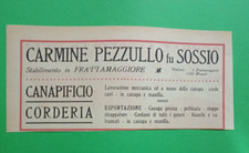 PUBBLICITA 1921  CANAPIFICIO CORDERIA CARMINE PEZZULLO FU SOSSIO FRATTAMAGGIORE