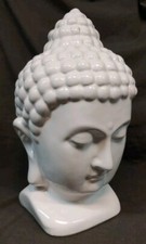 Statua testa di Buddha in ceramica busto scultura buddismo 