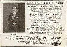 PUB.1926 PETROLINI DISCHI LA VOCE DEL PADRONE CELEBRITA' SOCIETA' NAZ.GRAMMOFONO