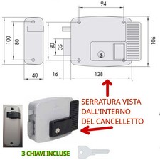 11721-70-2-N7 CISA serratura elettrica cancelletti ENTRATA 70 SX sinist 3 chiavi